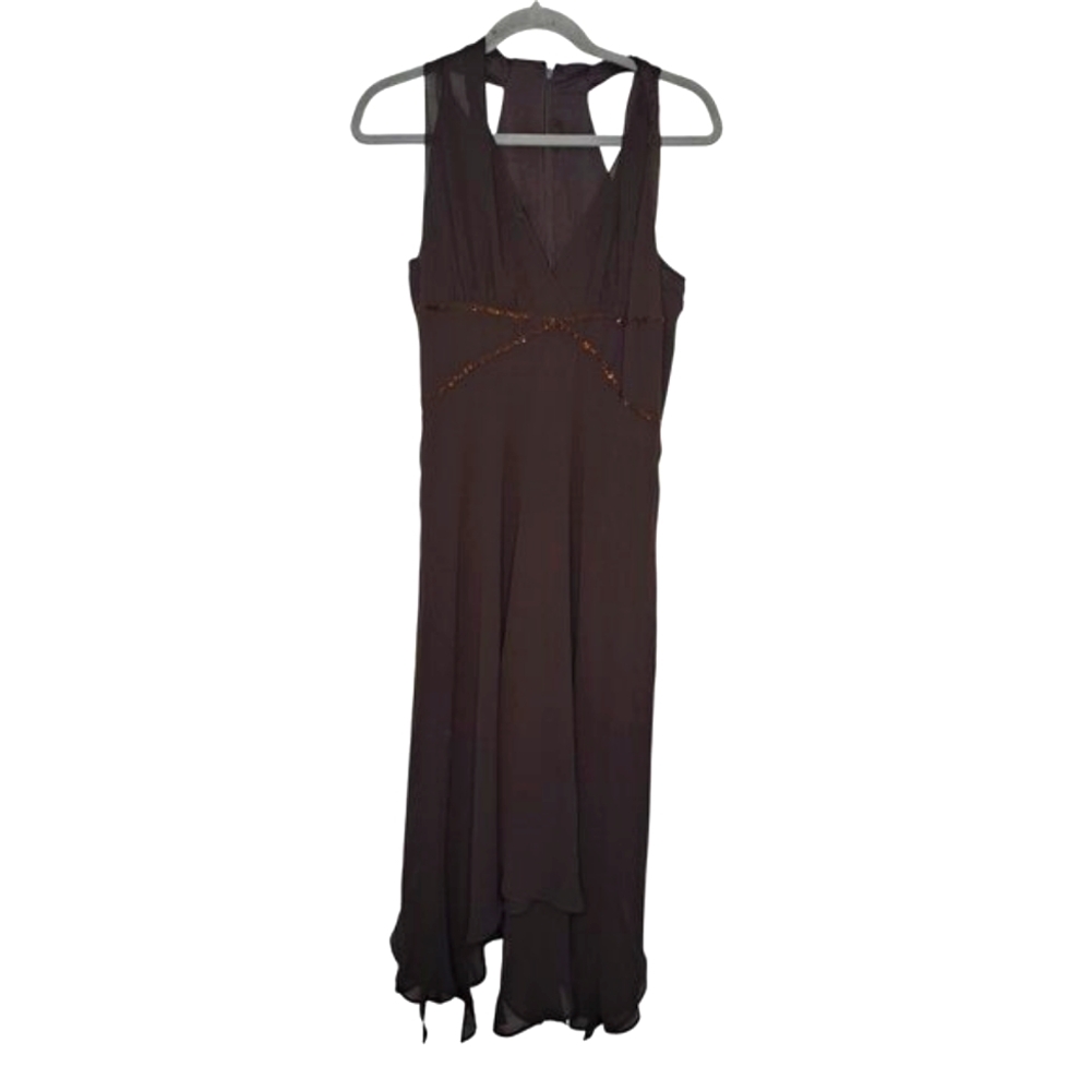 Donna Morgan Brown V Neck Dress Size 10